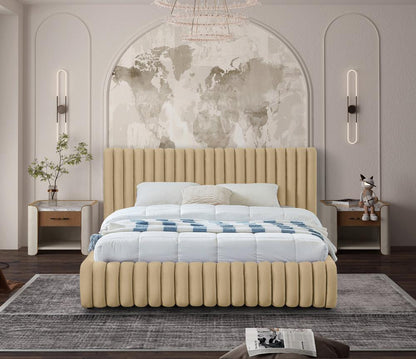 Meridian Furniture - Nico Camel Velvet Queen Bed - NicoCamel-Q veiw 4