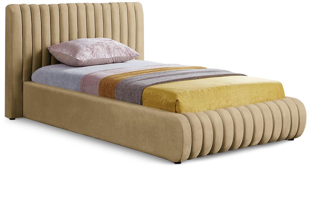Meridian Furniture - Nico Camel Velvet Twin Bed - NicoCamel-T veiw 1