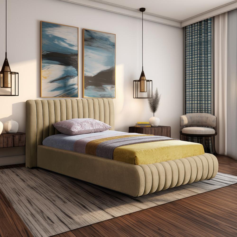 Meridian Furniture - Nico Camel Velvet Twin Bed - NicoCamel-T veiw 2