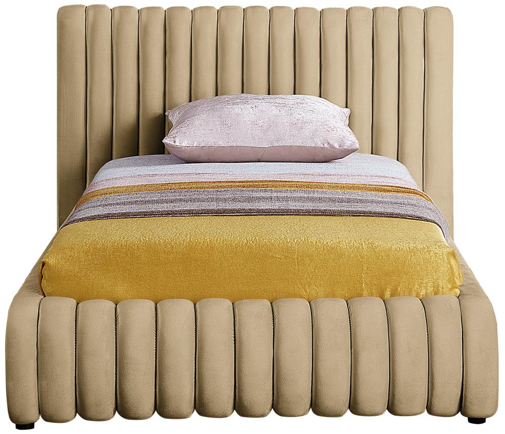 Meridian Furniture - Nico Camel Velvet Twin Bed - NicoCamel-T veiw 3