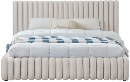 Meridian Furniture - Nico Cream Velvet Full Bed - NicoCream-F veiw 3