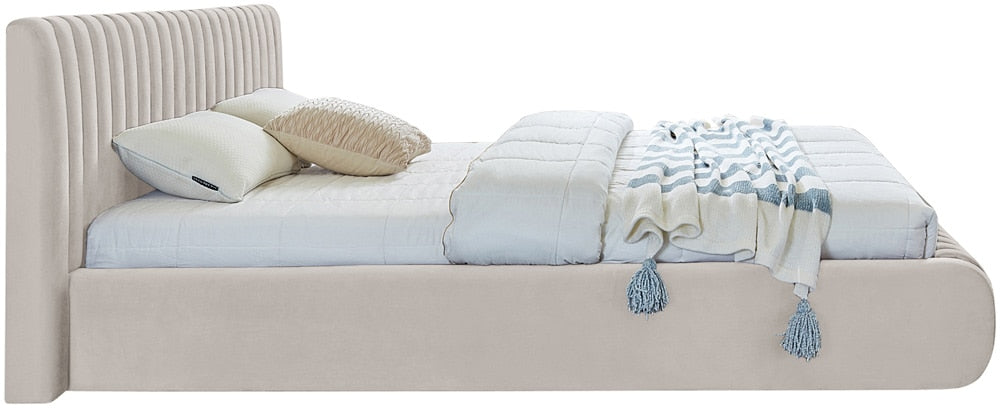 Meridian Furniture - Nico Cream Velvet King Bed - NicoCream-K veiw 5
