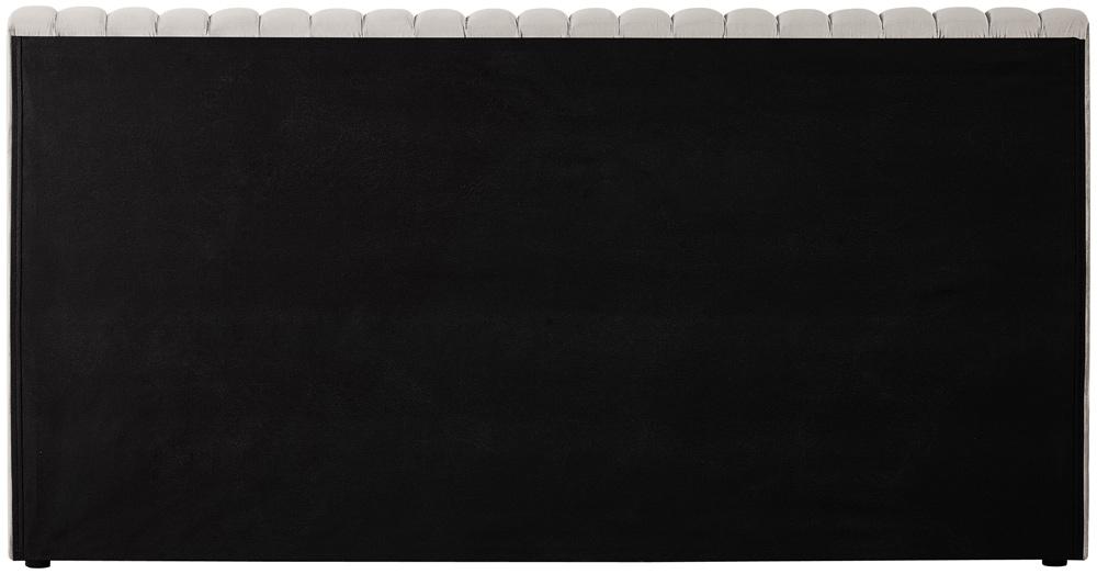 Meridian Furniture - Nico Cream Velvet Queen Bed - NicoCream-Q veiw 6