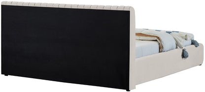 Meridian Furniture - Nico Cream Velvet Queen Bed - NicoCream-Q veiw 7