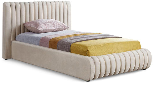 Meridian Furniture - Nico Cream Velvet Twin Bed - NicoCream-T veiw 1