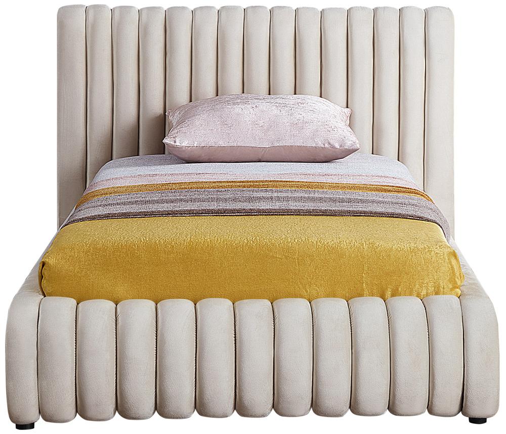 Meridian Furniture - Nico Cream Velvet Twin Bed - NicoCream-T veiw 3