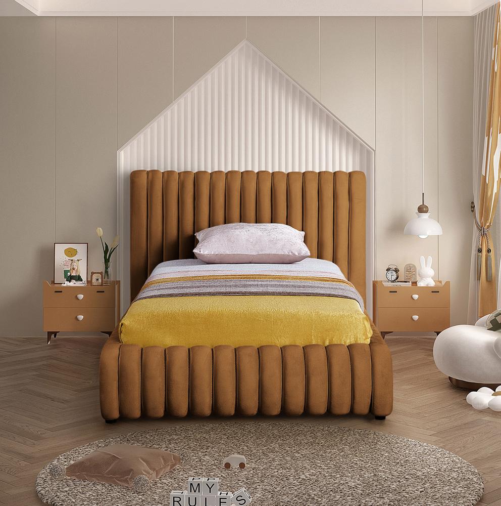 Meridian Furniture - Nico Saddle Velvet Twin Bed - NicoSaddle-T veiw 4