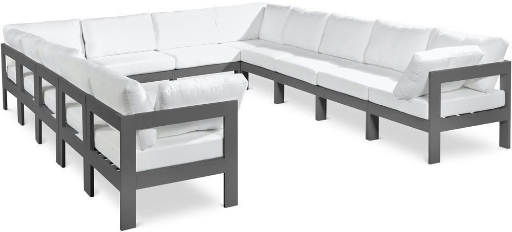 Meridian Furniture - Nizuc Grey Water Resistant Fabric Outdoor Patio Modular Sectional - 12Pc - 376Grey-Sec12A veiw 1