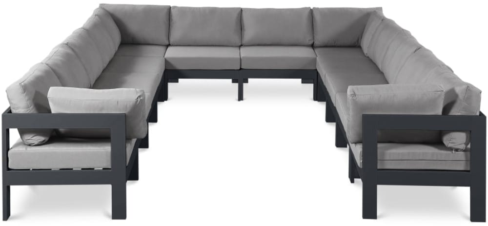 Meridian Furniture - Nizuc Grey Water Resistant Fabric Outdoor Patio Modular Sectional - 12Pc - 376Grey-Sec12A view 1