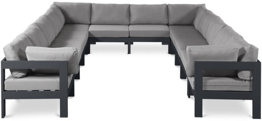 Meridian Furniture - Nizuc Grey Water Resistant Fabric Outdoor Patio Modular Sectional - 12Pc - 376Grey-Sec12A view 1