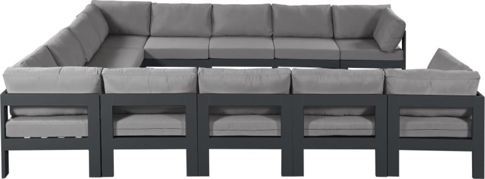 Resistant Fabric Outdoor Patio Modular Sectional - 12Pc - 376Grey-Sec12A view 3