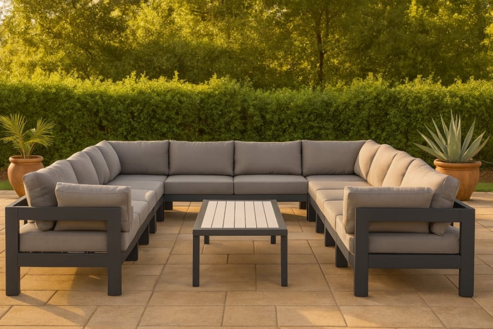 Resistant Fabric Outdoor Patio Modular Sectional - 12Pc - 376Grey-Sec12A view 5