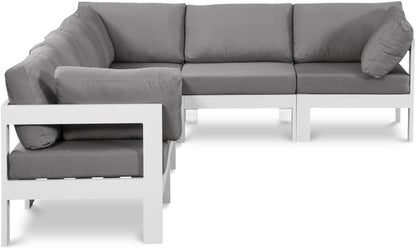Meridian Furniture - Nizuc Grey Water Resistant Fabric Outdoor Patio Modular Sectional - 6Pc - 375Grey-Sec6A view 1