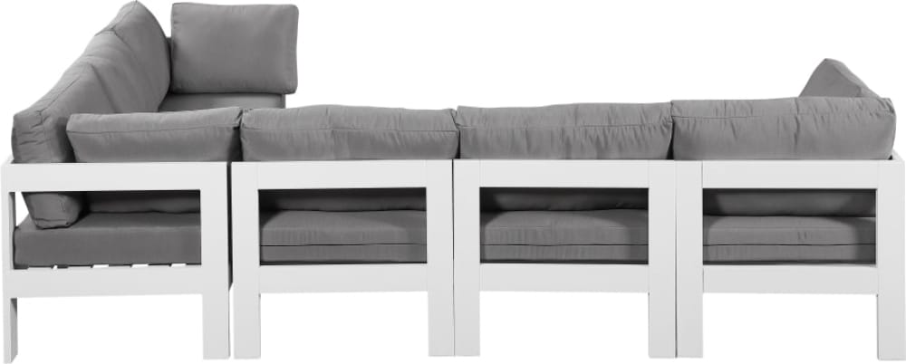Meridian Furniture - Nizuc Grey Water Resistant Fabric Outdoor Patio Modular Sectional - 6Pc - 375Grey-Sec6A view 3