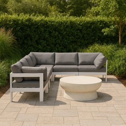 Meridian Furniture - Nizuc Grey Water Resistant Fabric Outdoor Patio Modular Sectional - 6Pc - 375Grey-Sec6A view 5