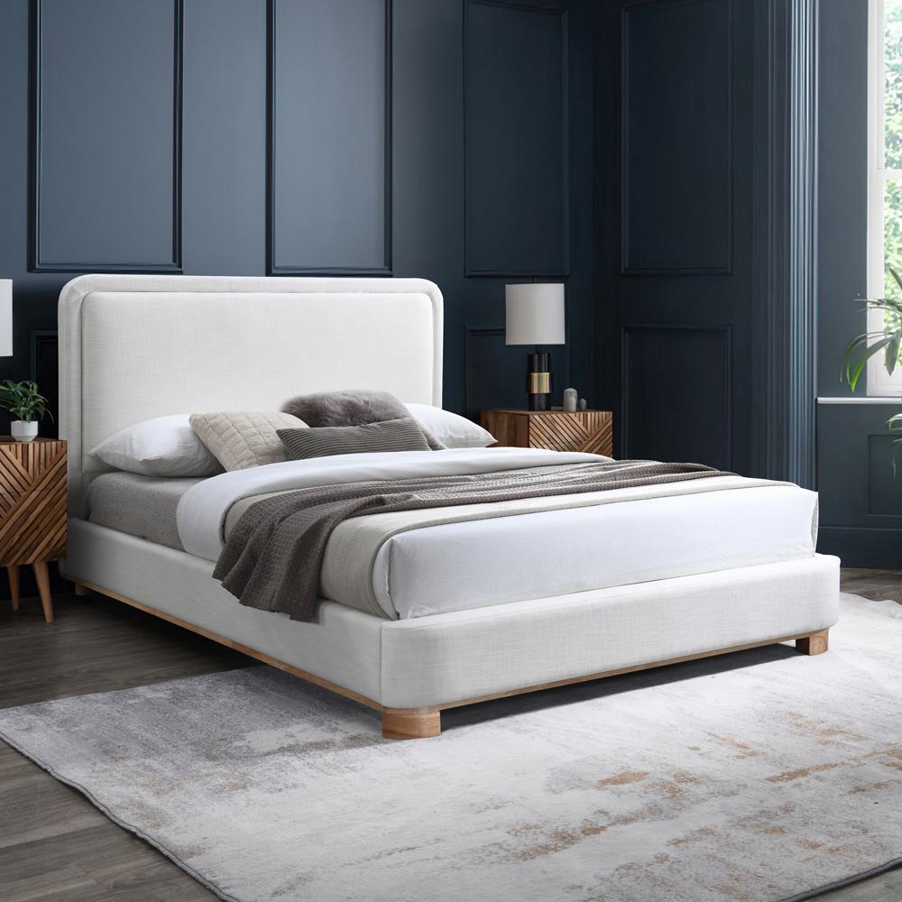 Meridian Furniture - Nolita Cream Linen Textured Fabric King Bed - B1201Cream-K veiw 2