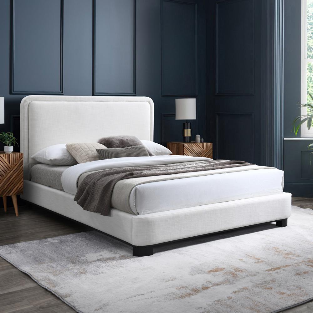 Meridian Furniture - Nolita Cream Linen Textured Fabric King Bed - B1202Cream-K veiw 2