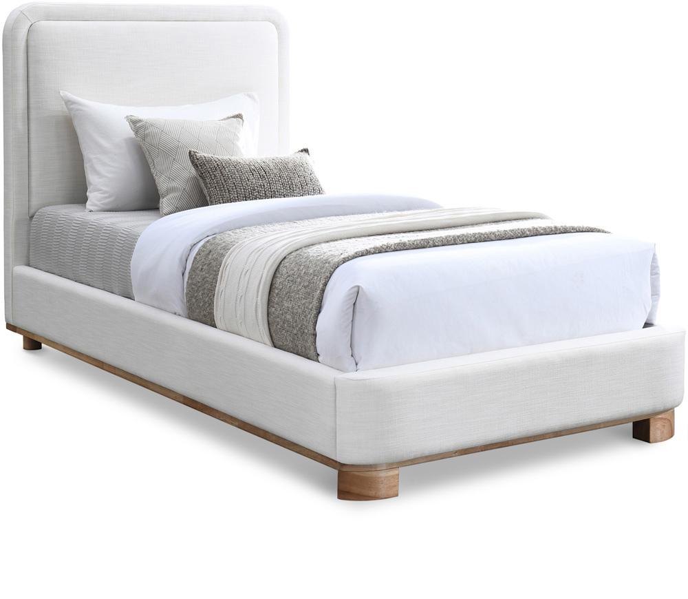 Meridian Furniture - Nolita Cream Linen Textured Fabric Twin Bed - B1201Cream-T veiw 1