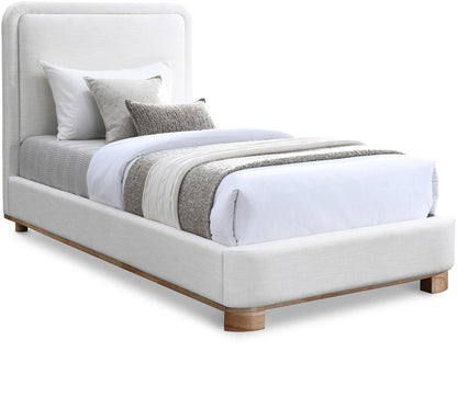 Meridian Furniture - Nolita Cream Linen Textured Fabric Twin Bed - B1201Cream-T veiw 1