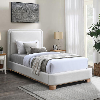 Meridian Furniture - Nolita Cream Linen Textured Fabric Twin Bed - B1201Cream-T veiw 2