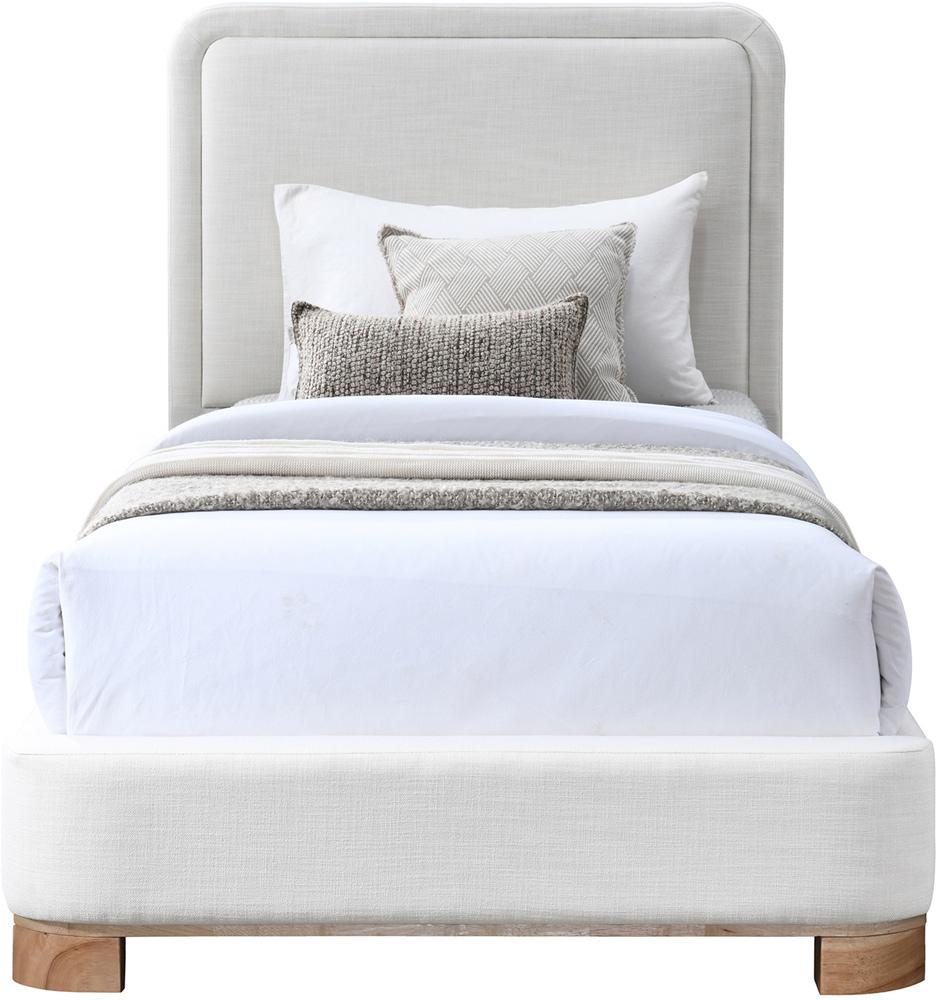 Meridian Furniture - Nolita Cream Linen Textured Fabric Twin Bed - B1201Cream-T veiw 3
