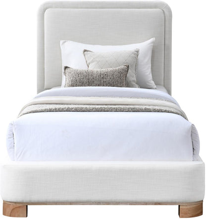 Meridian Furniture - Nolita Cream Linen Textured Fabric Twin Bed - B1201Cream-T veiw 3