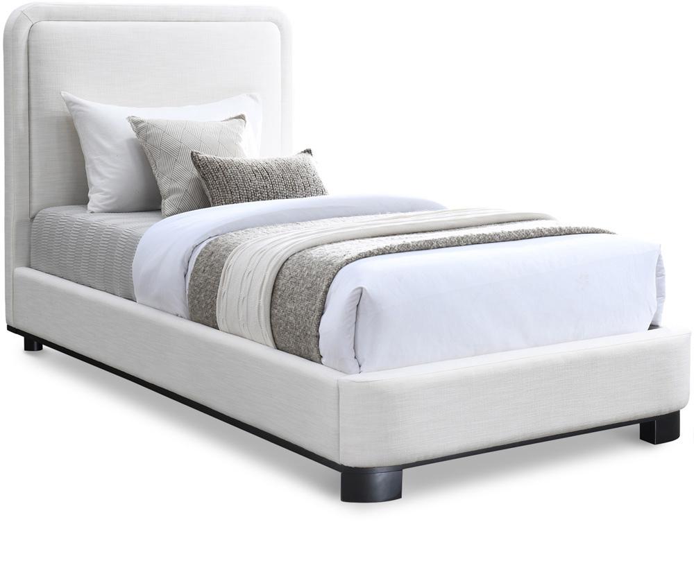 Meridian Furniture - Nolita Cream Linen Textured Fabric Twin Bed - B1202Cream-T veiw 1