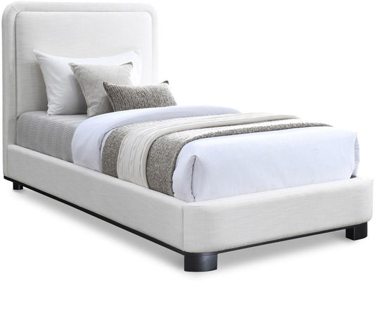 Meridian Furniture - Nolita Cream Linen Textured Fabric Twin Bed - B1202Cream-T veiw 1