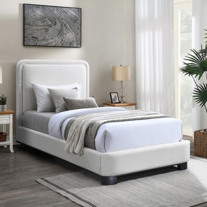 Meridian Furniture - Nolita Cream Linen Textured Fabric Twin Bed - B1202Cream-T veiw 2