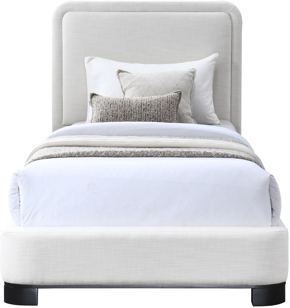 Meridian Furniture - Nolita Cream Linen Textured Fabric Twin Bed - B1202Cream-T veiw 3