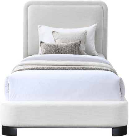 Meridian Furniture - Nolita Cream Linen Textured Fabric Twin Bed - B1202Cream-T veiw 3
