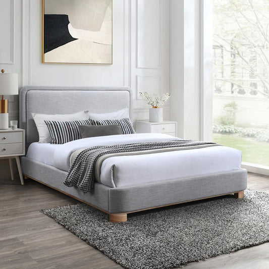 Meridian Furniture - Nolita Grey Linen Textured Fabric Full Bed - B1201Grey-F veiw 2
