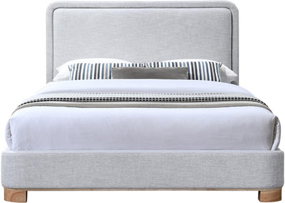 Meridian Furniture - Nolita Grey Linen Textured Fabric Queen Bed - B1201Grey-Q veiw 3