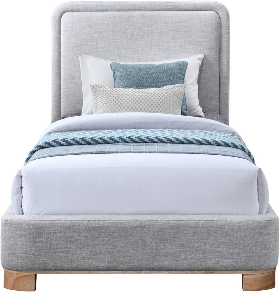 Meridian Furniture - Nolita Grey Linen Textured Fabric Twin Bed - B1201Grey-T veiw 3