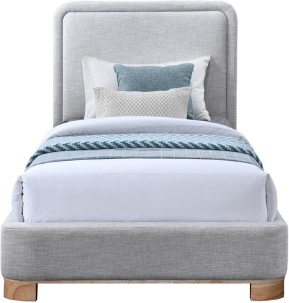 Meridian Furniture - Nolita Grey Linen Textured Fabric Twin Bed - B1201Grey-T veiw 3
