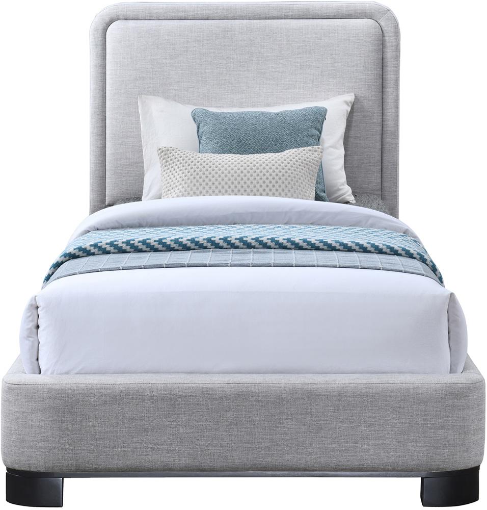Meridian Furniture - Nolita Grey Linen Textured Fabric Twin Bed - B1202Grey-T veiw 3
