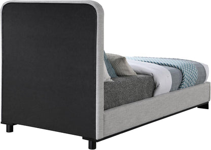 Meridian Furniture - Nolita Grey Linen Textured Fabric Twin Bed - B1202Grey-T veiw 5