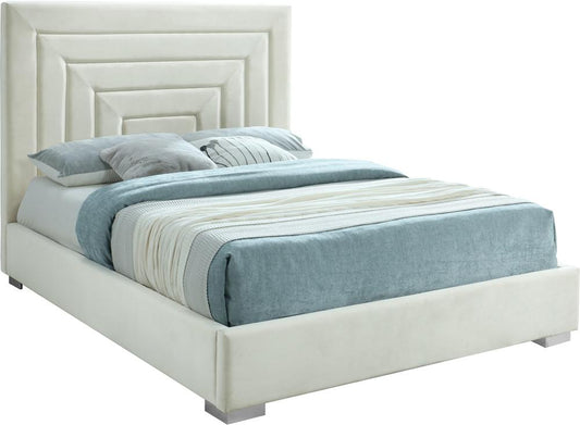 Meridian Furniture - Nora Cream Velvet King Bed - NoraCream-K veiw 2