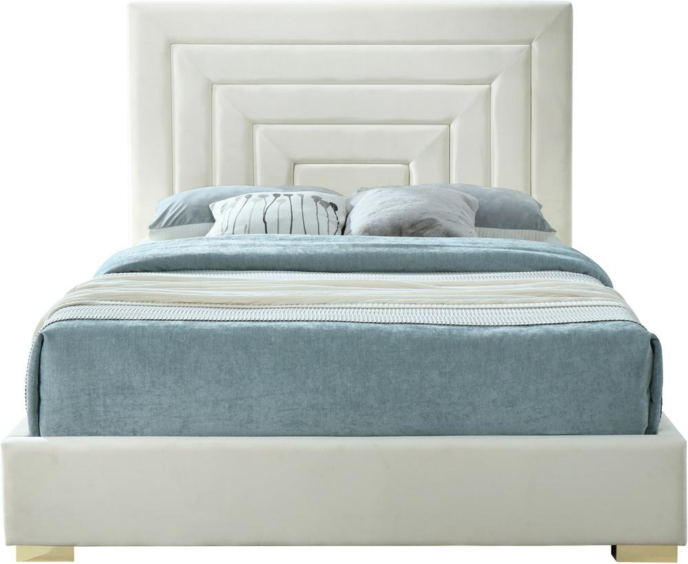 Meridian Furniture - Nora Cream Velvet Queen Bed - NoraCream-Q veiw 5