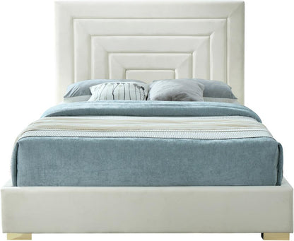 Meridian Furniture - Nora Cream Velvet Queen Bed - NoraCream-Q veiw 5