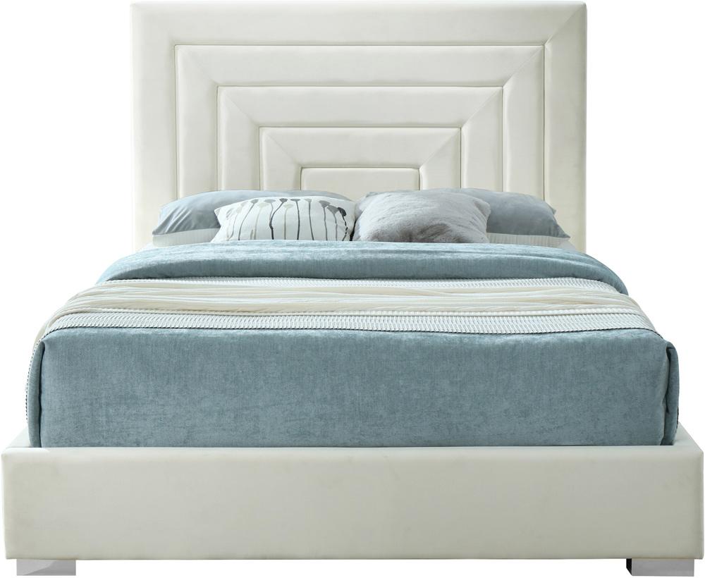 Meridian Furniture - Nora Cream Velvet Queen Bed - NoraCream-Q veiw 6