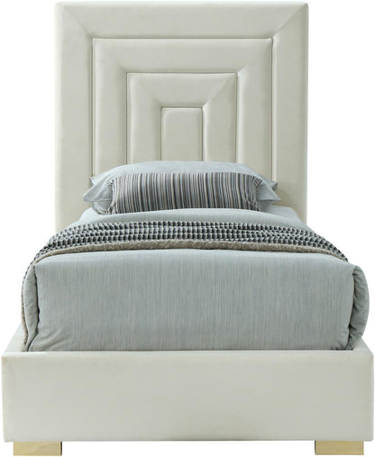 Meridian Furniture - Nora Cream Velvet Twin Bed - NoraCream-T veiw 5