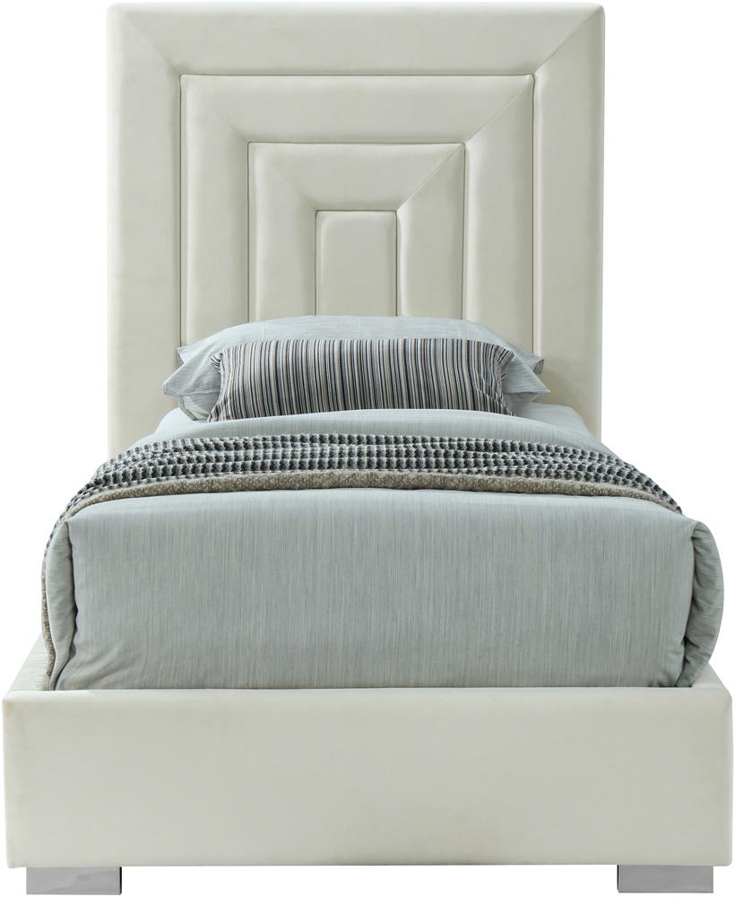 Meridian Furniture - Nora Cream Velvet Twin Bed - NoraCream-T veiw 6