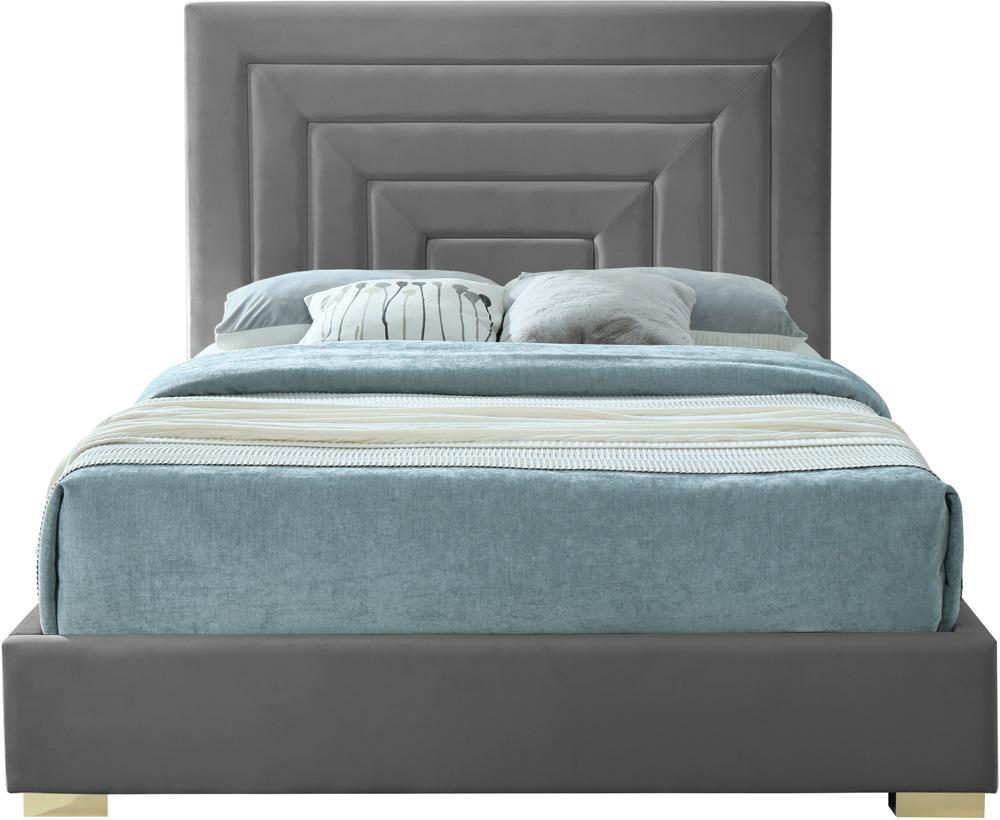 Meridian Furniture - Nora Grey Velvet Full Bed - NoraGrey-F veiw 5
