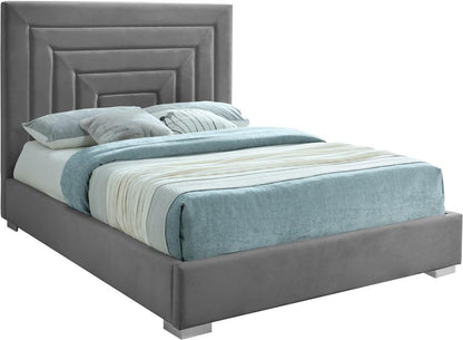 Meridian Furniture - Nora Grey Velvet King Bed - NoraGrey-K veiw 2