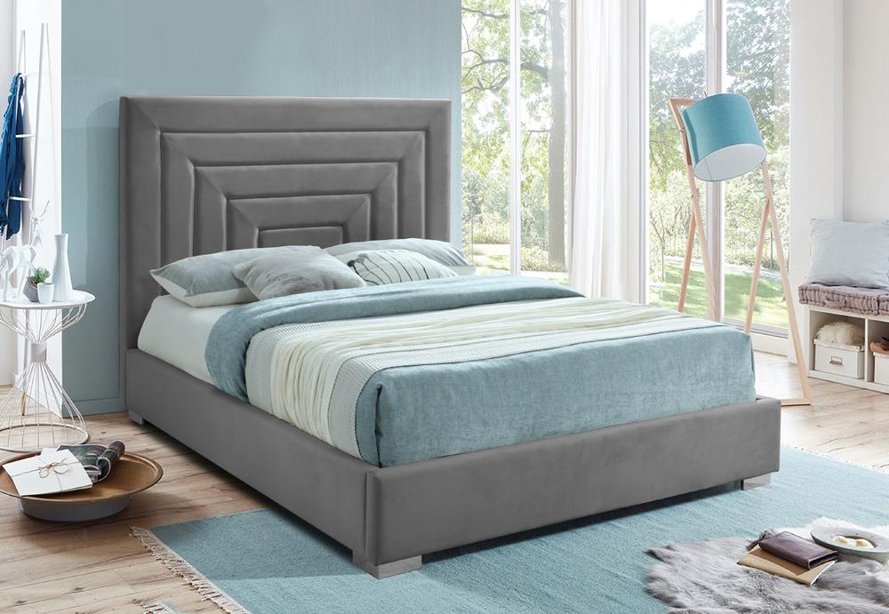 Meridian Furniture - Nora Grey Velvet King Bed - NoraGrey-K veiw 4