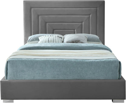 Meridian Furniture - Nora Grey Velvet King Bed - NoraGrey-K veiw 6