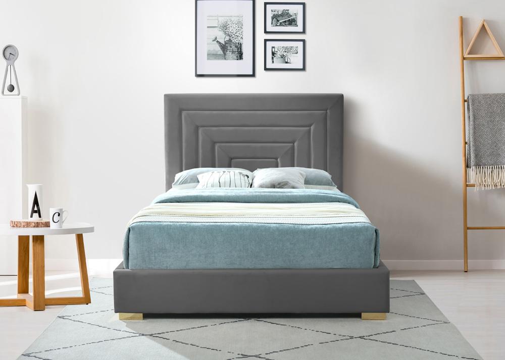 Meridian Furniture - Nora Grey Velvet King Bed - NoraGrey-K veiw 7