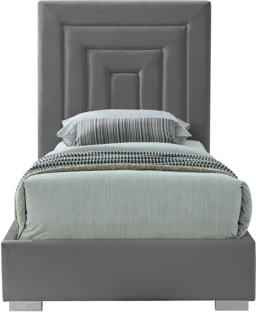 Meridian Furniture - Nora Grey Velvet Twin Bed - NoraGrey-T veiw 6