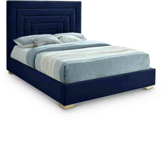 Meridian Furniture - Nora Navy Velvet Full Bed - NoraNavy-F veiw 1